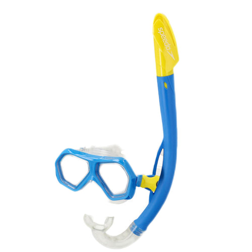 Speedo Dual Lens & Şnorkel Combo Çocuk Seti - Mavi/Sarı
