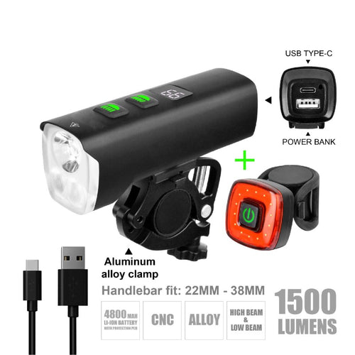 Assistant Parla FR1500 USB Şarj Olunan Ön və Arxa Fara Dəsti 