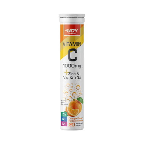 Bigjoy Vitamins Vitamin C 1000mg Zinc &amp; Vit.K2+D3 20 Efervesan Tablet Portakal
