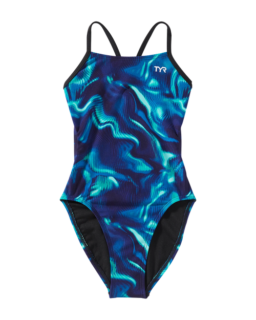 Durafast Elite® Girl's Cutoutfit Swimsuit - Waveform - 487