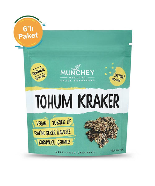 Munchey Zeytinli Tohum Kraker 6'lı Paket